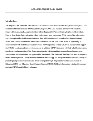 AOTA Fieldwork Data Form