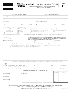 Nebraska Penalty Abatement Application