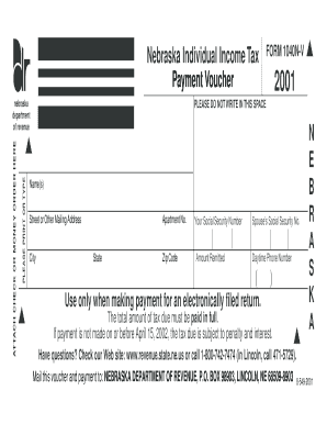 Nebraska Individual Income Tax Form 1040N-V