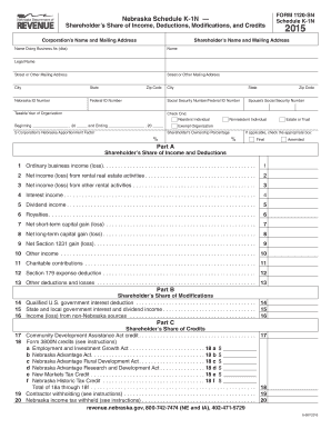 Nebraska Schedule K-1N Form 2015