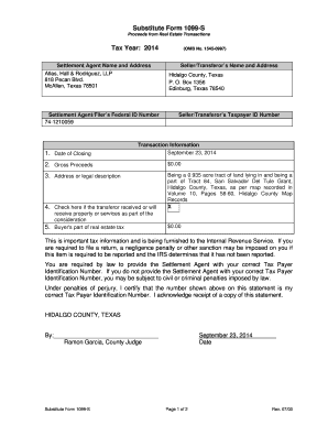 Form 1099-S Proceeds from Real Estate Transactions