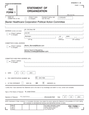 FEC Form 1 Organization Statement