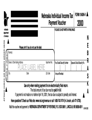 Nebraska Individual Income Tax Form 1040N-V