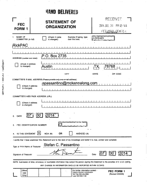 FEC Form 1 Statement of Organization
