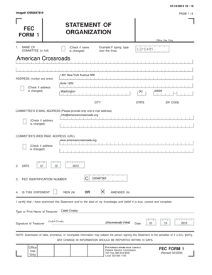 FEC Form 1 Statement of Organization