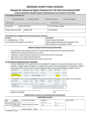 Broward County Advanced Degree Payment Request