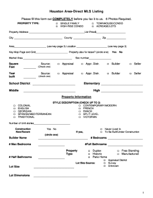 Houston Area-Direct MLS Listing Form