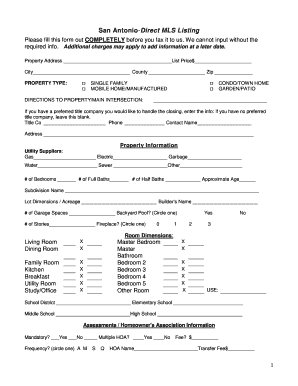 San Antonio MLS Listing Form