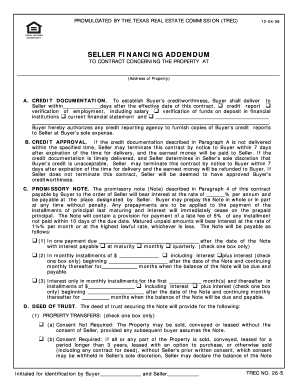 Texas Seller Financing Addendum
