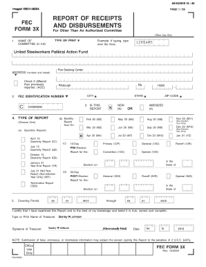 FEC Form 3X for Political Action Committees