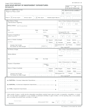 FEC Schedule E 24/48 Hour Report of Independent Expenditures