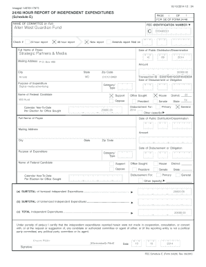 24/48 Hour Report of Independent Expenditures