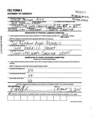 FEC Form 2 Statement of Candidacy