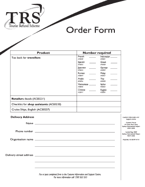 Customs Information and Support Centre Order Form