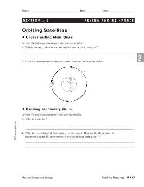 Orbiting Satellites Worksheet