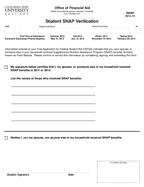 Student SNAP Verification Form
