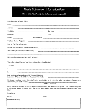 University Thesis Submission Form
