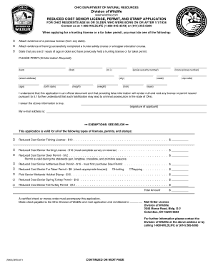 Ohio Senior Hunting and Fishing License Application