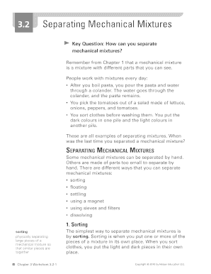 Worksheet 3.2 Separating Mechanical Mixtures