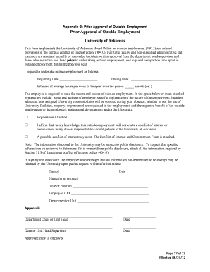 University of Arkansas Outside Employment Approval Form