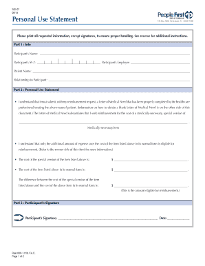Florida Personal Use Statement Form