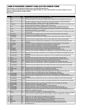 AWS Standards Library Publication Order Form