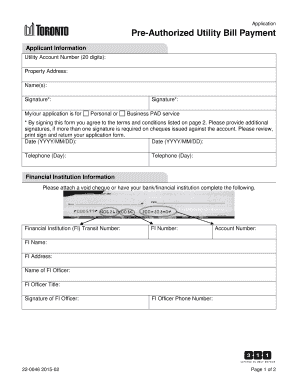 Pre-Authorized Utility Bill Payment Application