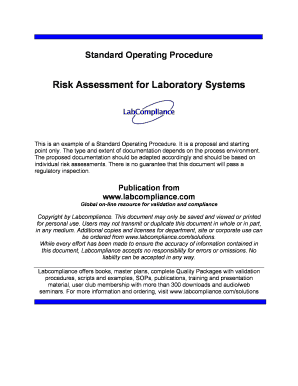 Standard Operating Procedure for Laboratory Risk Assessment