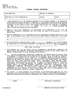 USDA Title Opinion Form RD IL 1927-10