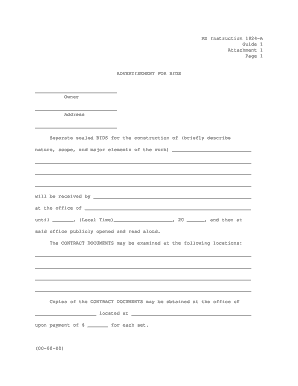 Advertisement for Bids Construction