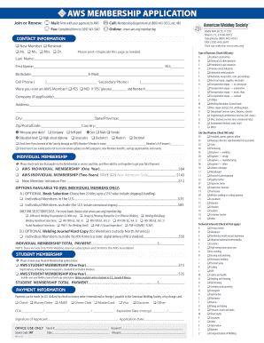 AWS Membership Application Form
