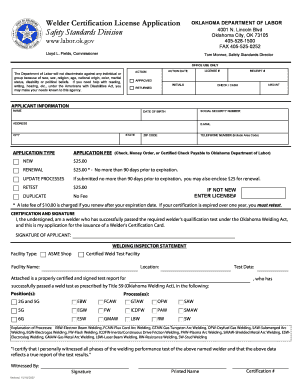 Welder Certification License Application
