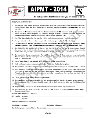 AIPMT 2014 Test Booklet