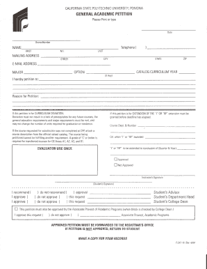California State Polytechnic University Academic Petition