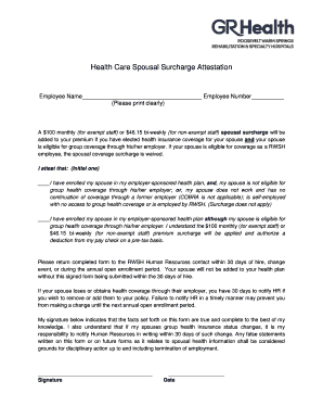 Health Care Spousal Surcharge Attestation