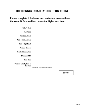 OfficeMax Quality Concern Form
