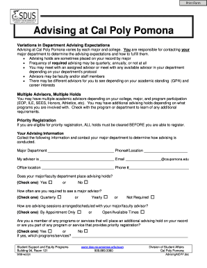 Cal Poly Pomona Advising Form