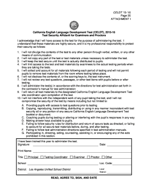 California CELDT Test Security Affidavit