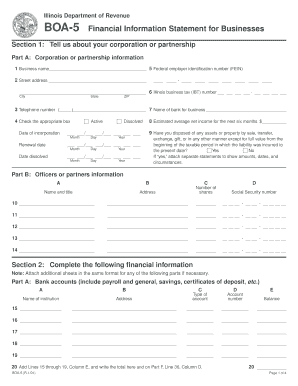 Illinois BOA-5 Financial Information Statement