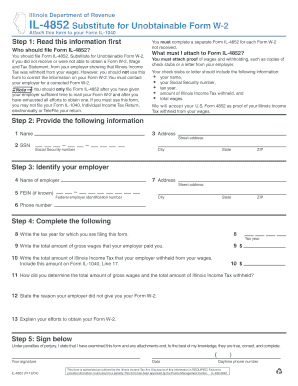 Illinois Substitute for Unobtainable Form W-2