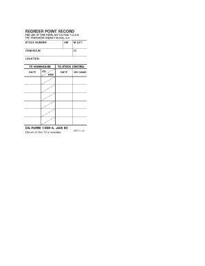 DA Form 1300-4 Reorder Point Record