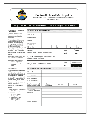 Modimolle Unemployed Graduates Registration Form