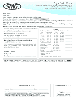 Sign Order Form