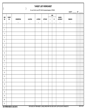 Target List Worksheet