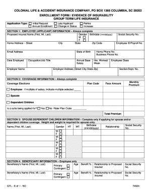 Group Term Life Insurance Enrollment Form