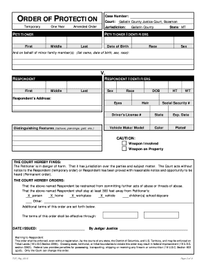 Montana Temporary Order of Protection
