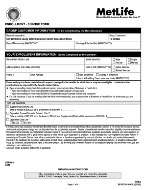 MetLife Enrollment Change Form