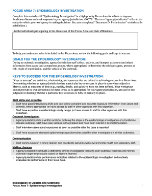 Epidemiology Investigation Worksheet