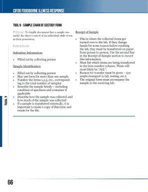 Foodborne Illness Sample Chain of Custody Form