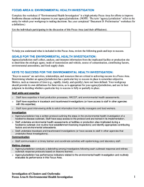 Environmental Health Investigation Worksheet